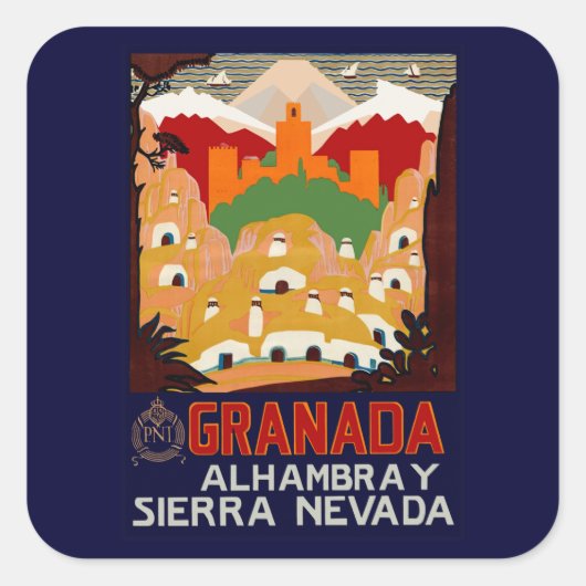 Granada Spanje Vierkante Sticker (Voorkant)