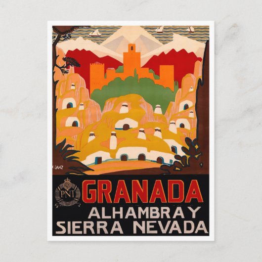 Granada Spanje vintage Briefkaart (Voorkant)