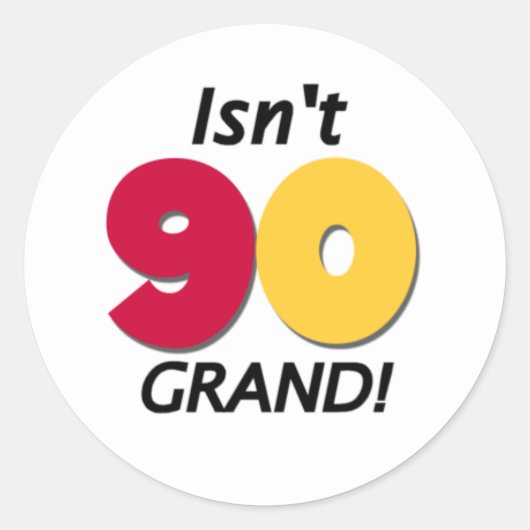 Grand 90th Birthday Ronde Sticker (Voorkant)