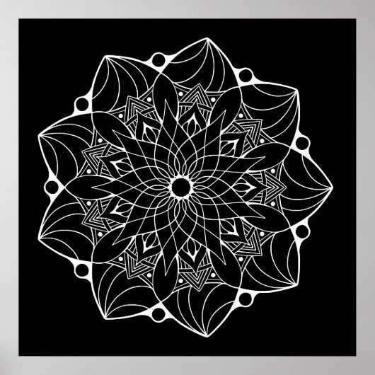 Grand affiche Mandala avec Arrière - plan noir (Devant)