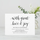 grand amour et joie, Faire-part de mariage en fuit (Debout devant)