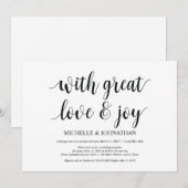 grand amour et joie, Faire-part de mariage en fuit (Devant / Derrière)