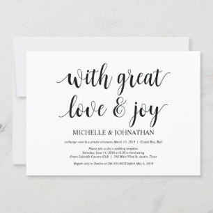 grand amour et joie, Mariage Elopement Invitations