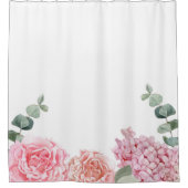 Grand aquarelle délicate doux floral Douche rideau (Devant)