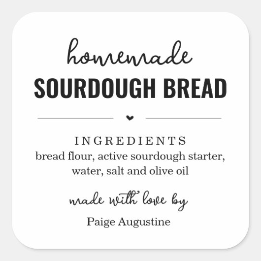 Grand Autocollant de Carré Étiquette de pain fait (Devant)