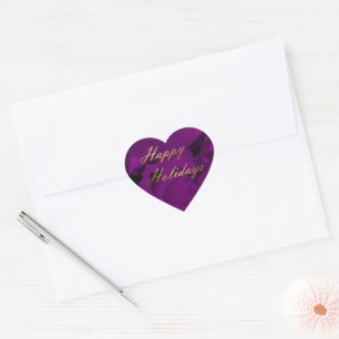 grand autocollant de coeur de fleur violette