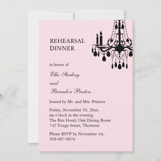 Grand Ballroom repesal Dinner Invite (roze) Kaart (Voorkant)
