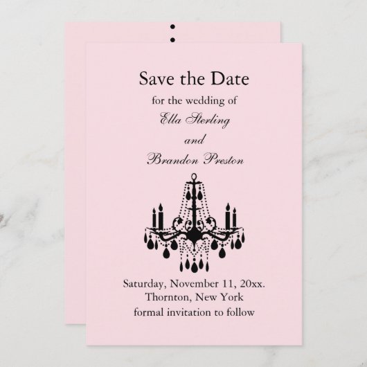 Grand Ballroom Save the Date (roze) (Voorkant / Achterkant)