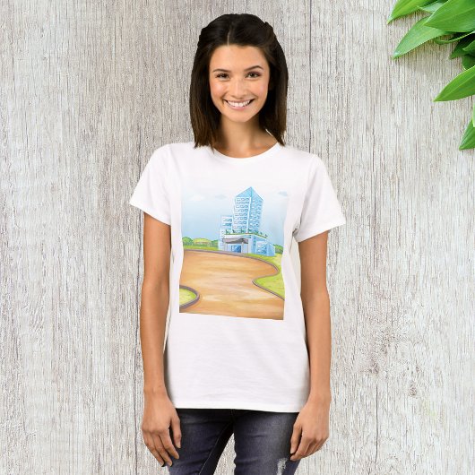 Grand Bâtiment Bleu T-shirt Femme