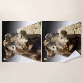 Grand Brown Vache Face, Serviette de plage (Devant)