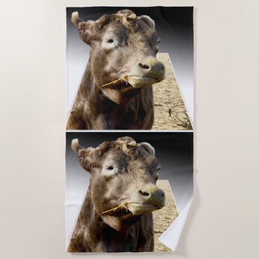 Grand Brown Vache Face, Serviette de plage (Devant)