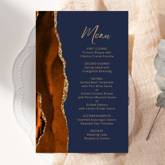 Grand Budget Rouille Or Agate Marine Mariage Menu