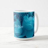 Grand café Rose bleu Mug (Devant droit)