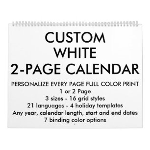 Grand calendrier 2-Page personnalisé par coutume