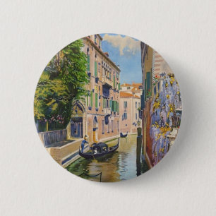 Grand Canal Gondolas Venice Italië Reis Ronde Button 5,7 Cm