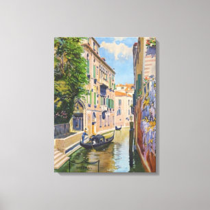 Grand Canal Venice Italië Vintage Travel Canvas Afdruk