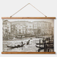 GRAND CANAL vintage Tapisserie murale en bois