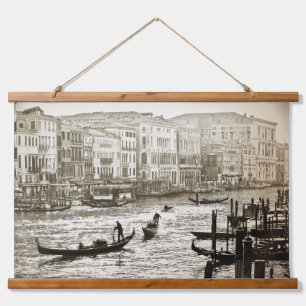 GRAND CANAL vintage Tapisserie murale en bois
