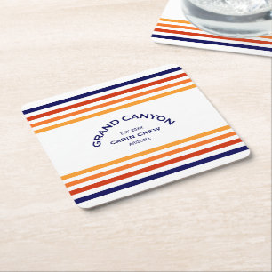 Grand Canyon Cabin Club Custom Crest Park Stripe Vierkante Kartonnen Onderzetter