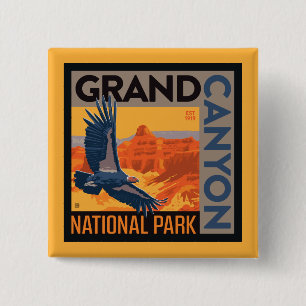 Grand Canyon National Park Condors Vierkante Button 5,1 Cm