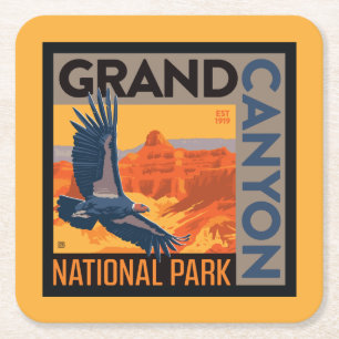 Grand Canyon National Park   Condors Vierkante Kartonnen Onderzetter