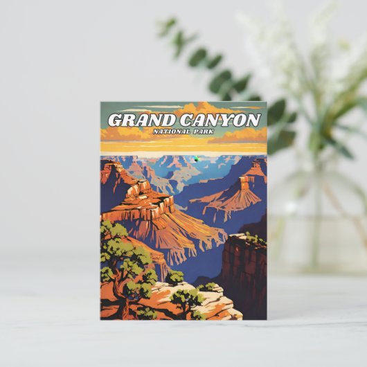 Grand Canyon National Park illustratie Retro West Briefkaart (Staand voorkant)