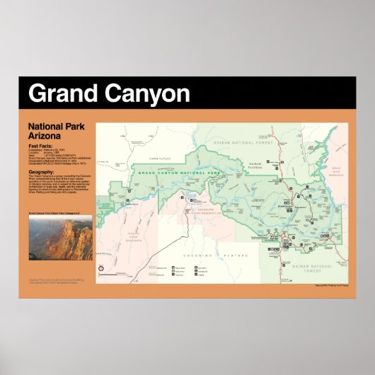 Grand Canyon National Park Map Poster (Voorkant)