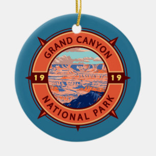 Grand Canyon National Park Retro Compass Embleem Keramisch Ornament