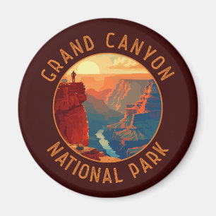 Grand Canyon National Park Retro Distress Circle Magneet