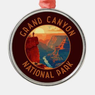 Grand Canyon National Park Retro Distress Circle Metalen Ornament