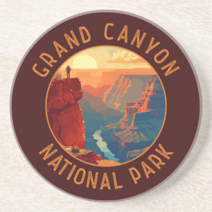 Grand Canyon National Park Retro Distress Circle Zandsteen Onderzetter