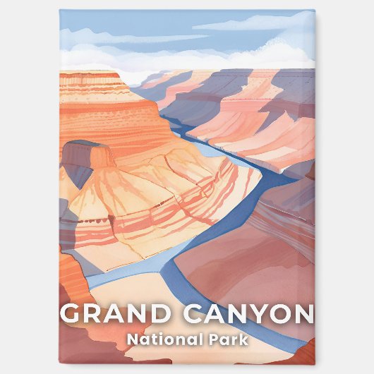 Grand Canyon National Park Waterverf Reizen Magneet (Voorkant)