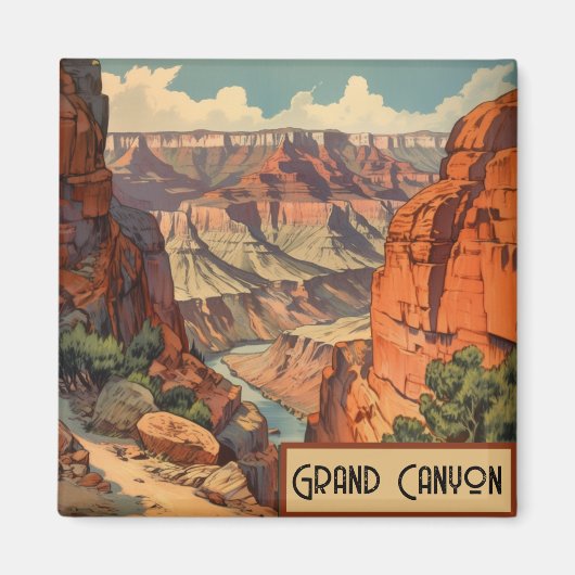 Grand Canyon Retro Travel Design Magneet (Voorkant)