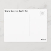 Grand Canyon, South Rim Arizona Carte postale (Dos)
