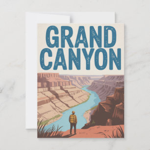 Grand Canyon USA Vintage Nationaal Park Wandelaar Briefkaart