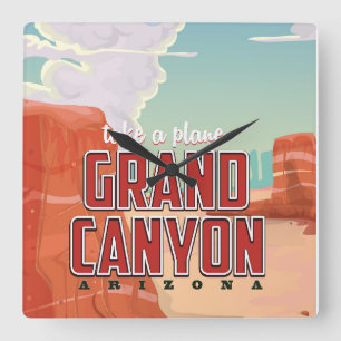 Grand Canyon vintage-poster Vierkante Klok