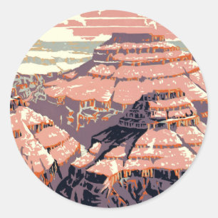 Grand Canyon Westerne grafische kunst Amerikaans Ronde Sticker