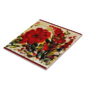 Grand carreau en céramique blanche, belle florale (Côté)