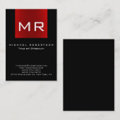 Grand Carte de visite de bande rouge noir Monogram (Devant / Derrière)