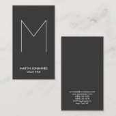 Grand Carte de visite gris vertical Monogramme (Devant / Derrière)
