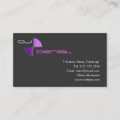 Grand carte de visite record du DJ de pourpre (Dos)