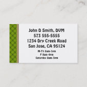 Grand Carte de visite vétérinaire animal (Dos)