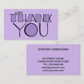 Grand Carte de visite violet Merci (Devant / Derrière)