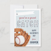 Grand Catch Baseball Classe Valentines Carte de jo (Devant)