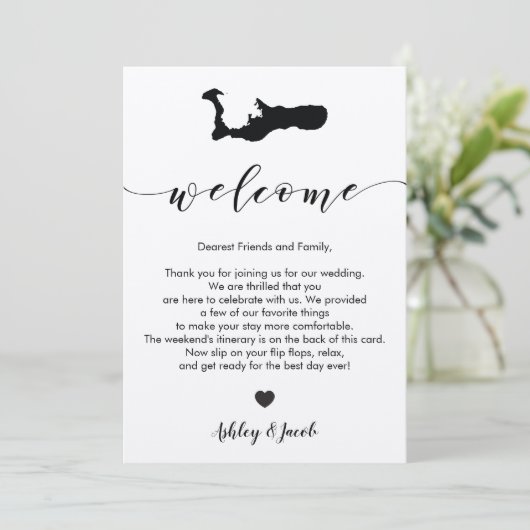 Grand Cayman bruiloft welkomstbrief en reisschema Programma (Staand voorkant)