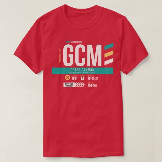 Grand Cayman GCM Airport Code Bagage Label T-shirt (Design voorkant)