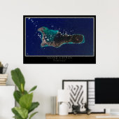 Grand Cayman Island van de ruimtesatellietkaart Poster (Thuiskantoor)
