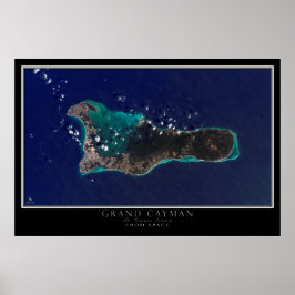 Grand Cayman Island van de ruimtesatellietkaart Poster