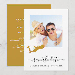 Grand Cayman Landkaart Foto Trouwkaart Save the Da Date