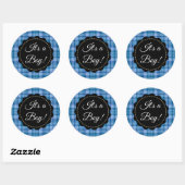 Grand C'est un garçon ! Stickers baby shower bleu  (Feuille)